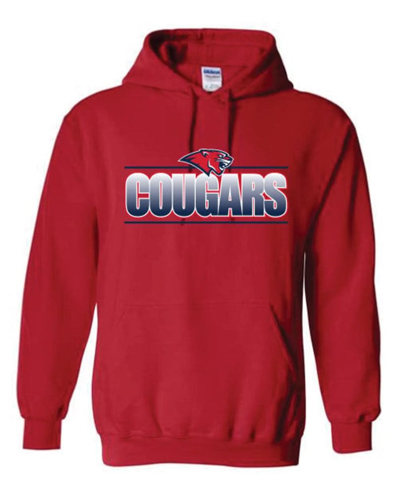 HSSR19 - Red Fading Cougars Hooded Sweatshirt