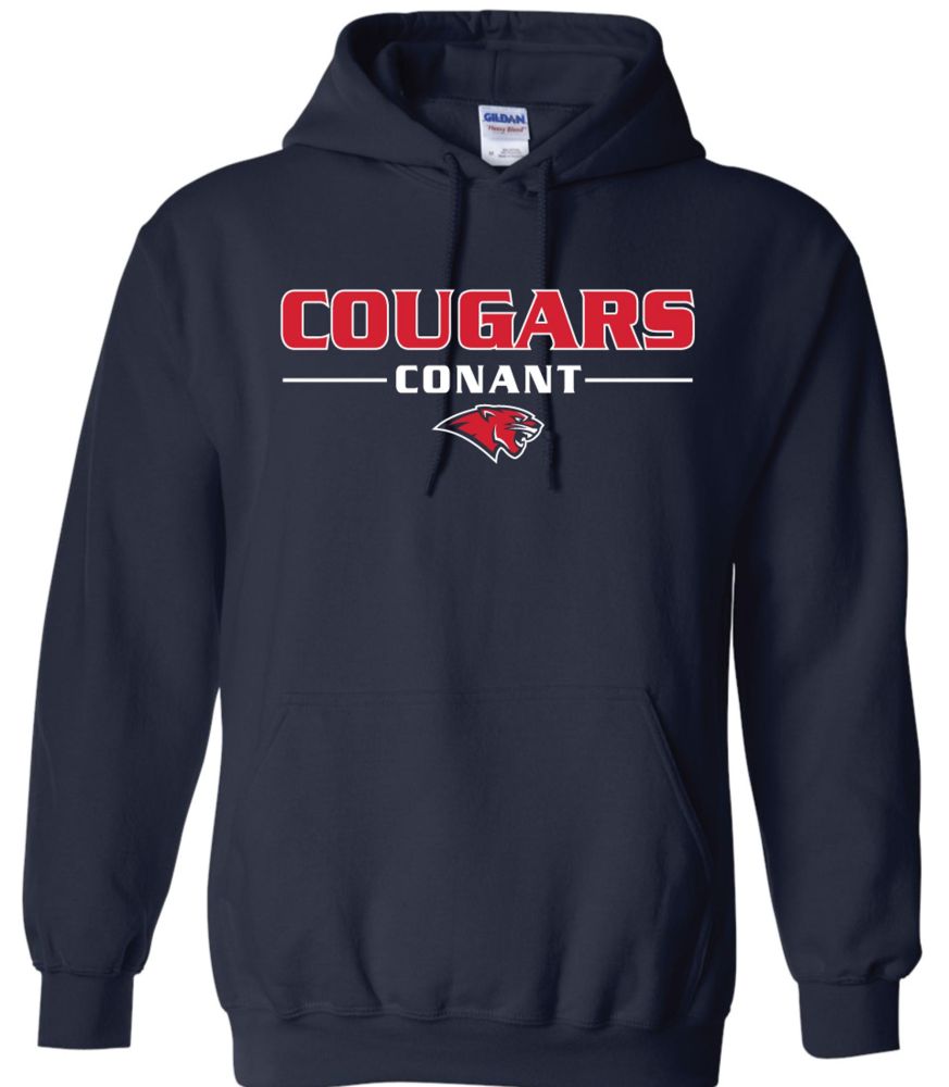 HSSN14b - Navy Cougars/Conant/Cougar Head Hooded Sweatshirt