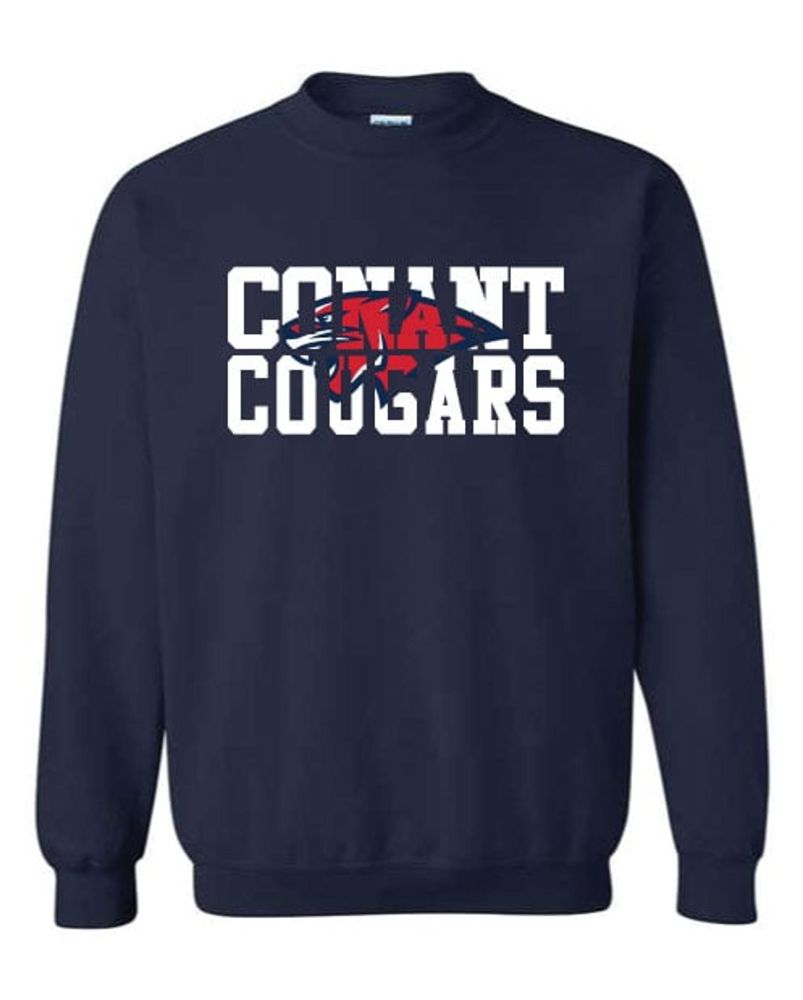 SSN17b - Navy Cougar Head Inset Sweatshirt