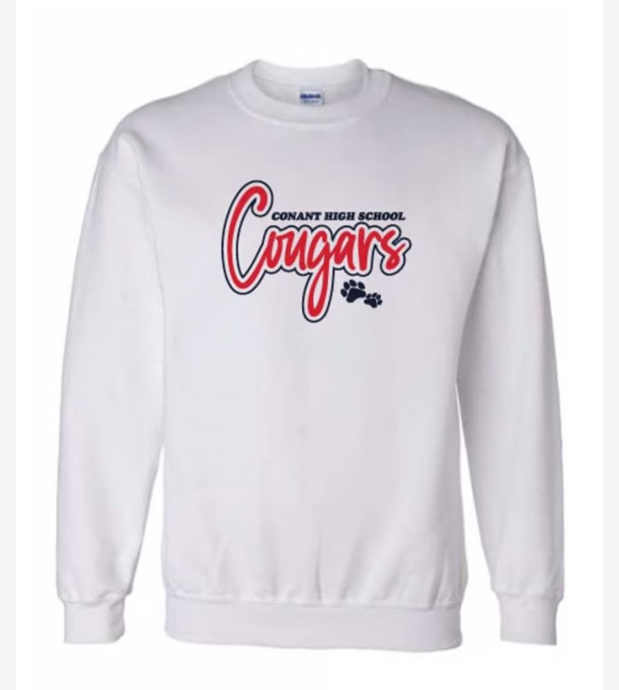 SSW22 - White Cougars Script w/paws Sweatshirt