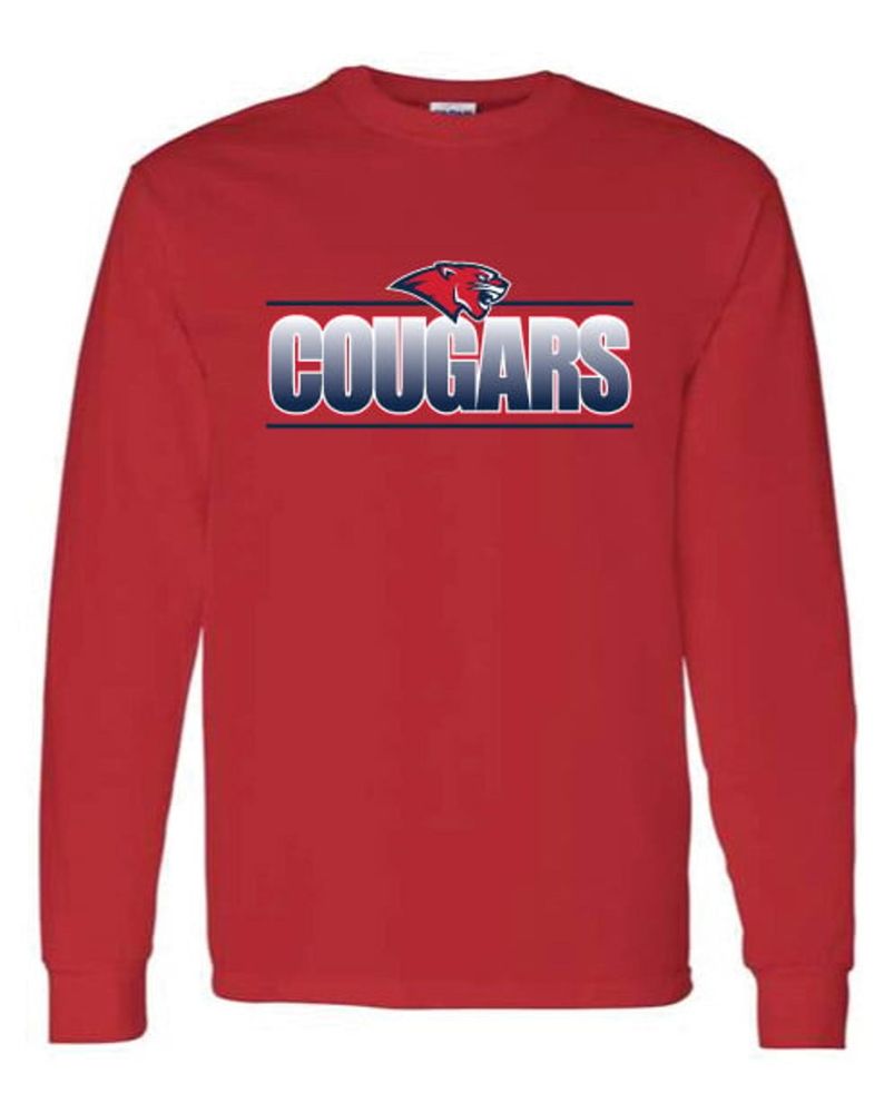 LTSR19 - Red Fading Cougars Long Sleeve Shirt