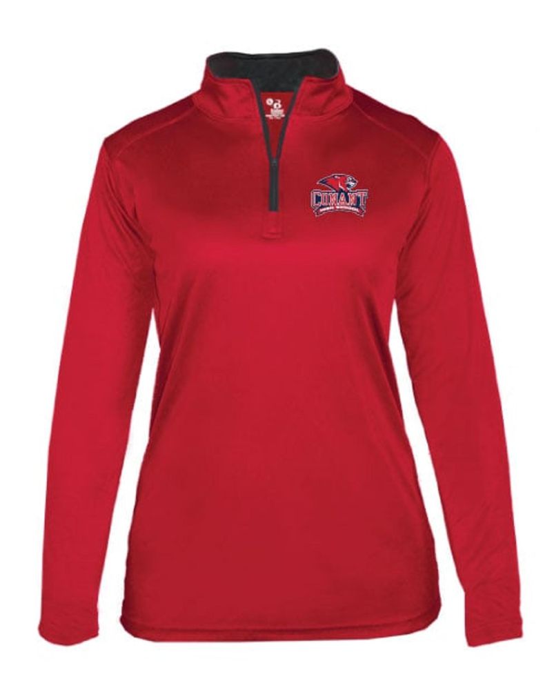 QZWR1 - Red Women's Official Conant Logo Quarter Zip Long Sleeve Shirt