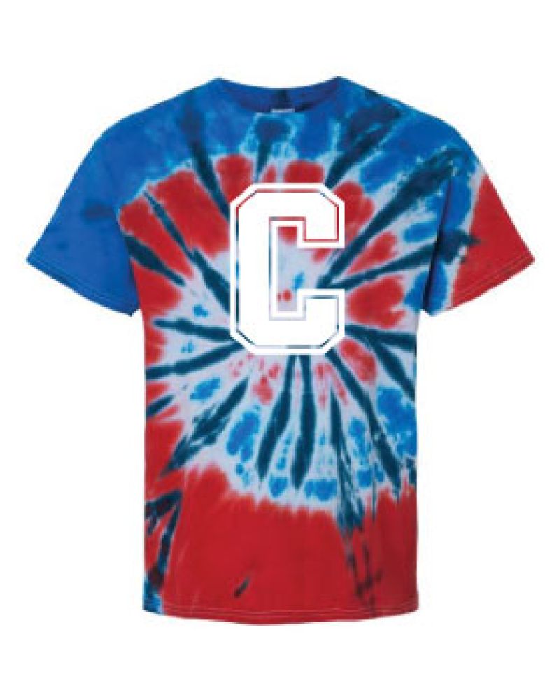 STSTD24 - Blue/White/Red Tie Dyed Conant 'C' Short Sleeve Shirt
