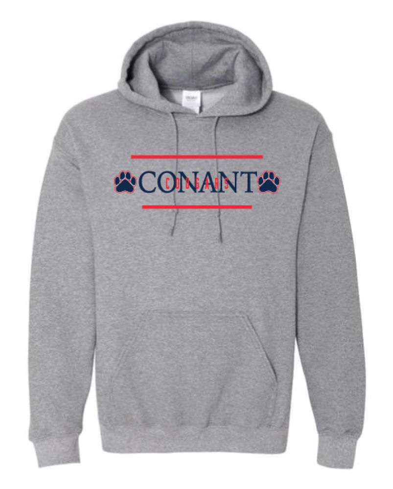 HSSG27 - Gray with Red/Blue Conant and Paws Hooded Sweatshirt