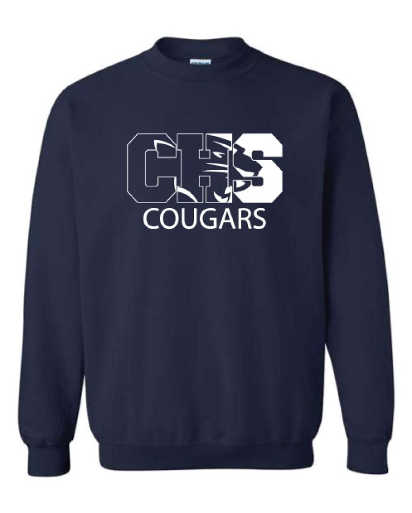 SSN26 - Navy White CHS/Cougar Head Sweatshirt